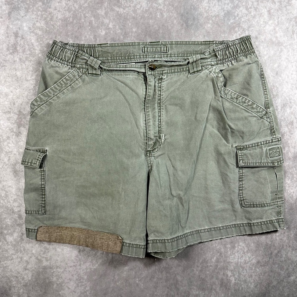 LL Bean Mens 38 Comfort Waist Cargo Shorts Olive Green Cotton Hiking Regular